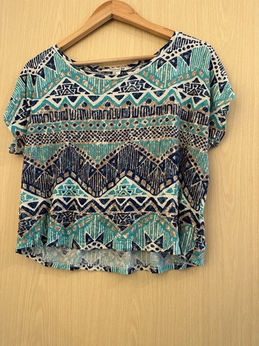 Blue aztec crop - blue,